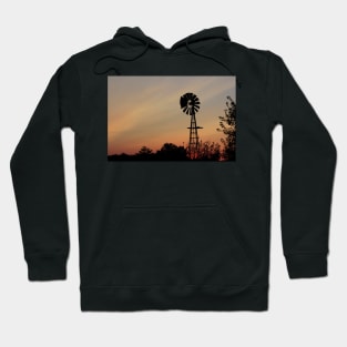 Windmill silhouette with a colorful Sunset Smokey sky Hoodie